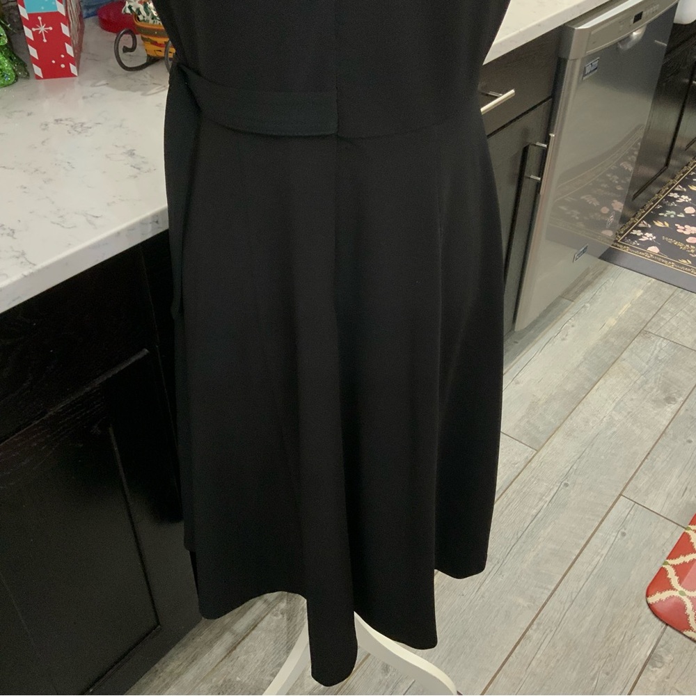 Calvin Klein Elegant Black Fit & Flare Dress Size 6 Side Buckle Quiet Luxury New - Picture 5 of 15